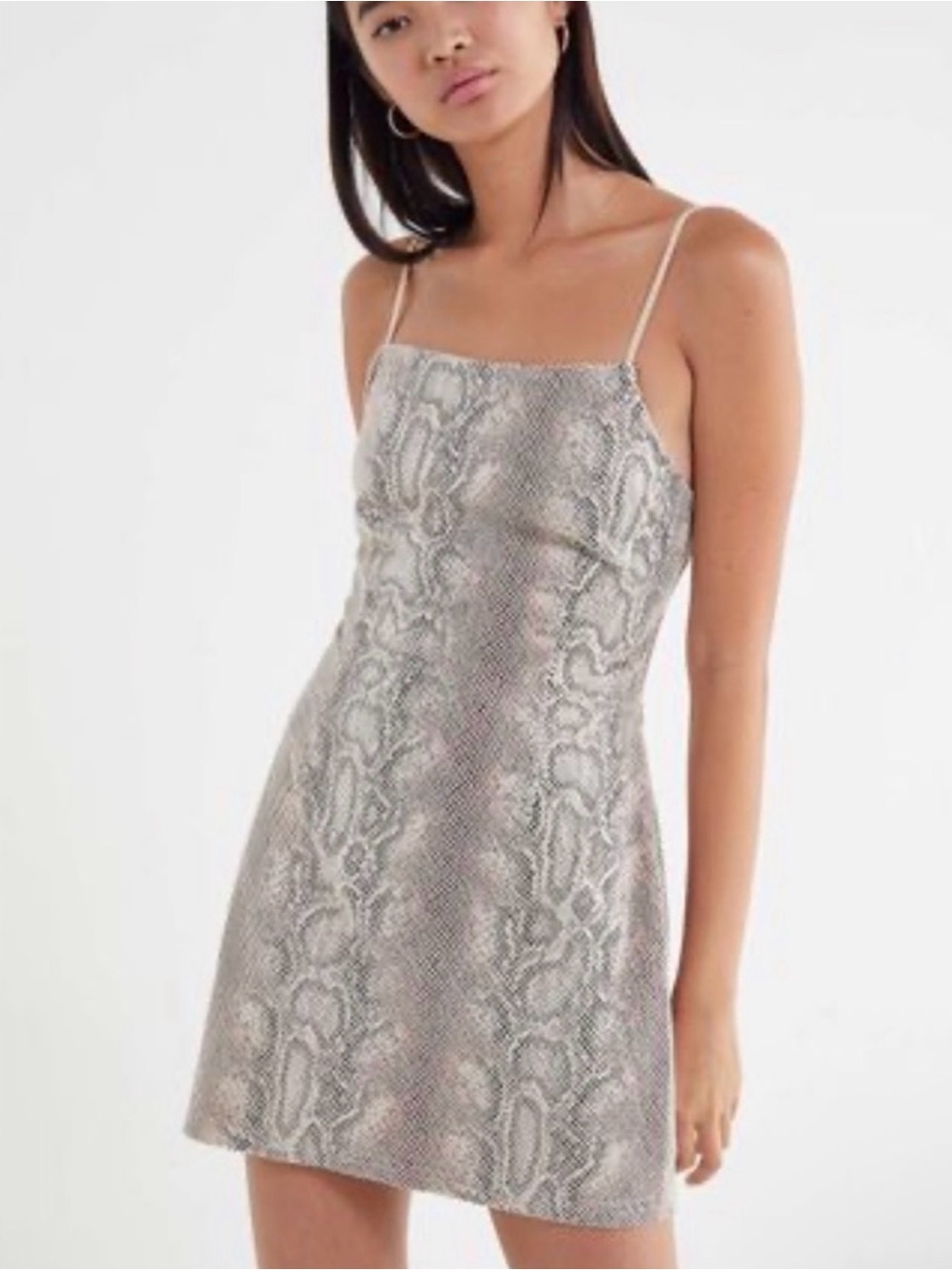 Urban Outfitters Snake-Print Slip Mini Dress in Grey
